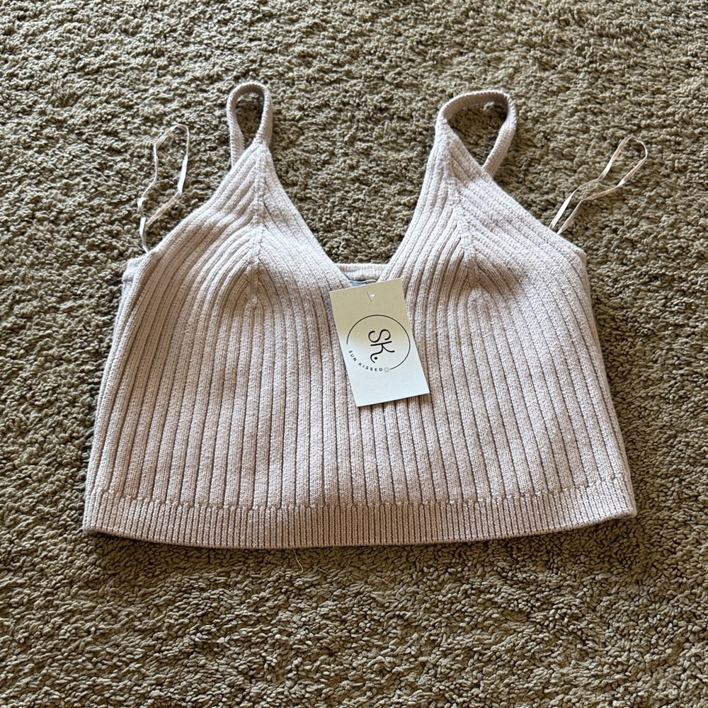 SK Women's Ribbed Knit Top - Cream